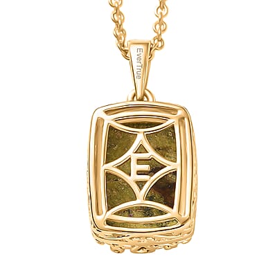 EverTrue Tasmanian Stichtite 6.50 ctw Earthborn Crown Majesty Pendant in 18K YG Plated with ION Plated YG Stainless Steel Necklace 20 Inches
