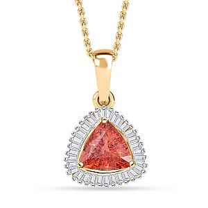 Luxoro AAA Padparadscha Sapphire (BT) and Diamond 1.20 ctw Pendant Necklace in 14K Yellow Gold 20 Inches
