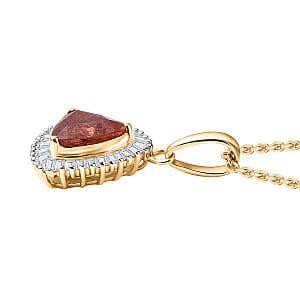 Luxoro AAA Padparadscha Sapphire, Diamond Pendant Necklace in 14K Yellow Gold 1.20 ctw (20 Inches)