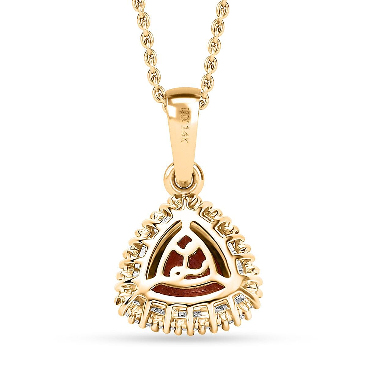 Luxoro AAA Padparadscha Sapphire (BT) and Diamond 1.20 ctw Pendant Necklace in 14K Yellow Gold 20 Inches image number 4