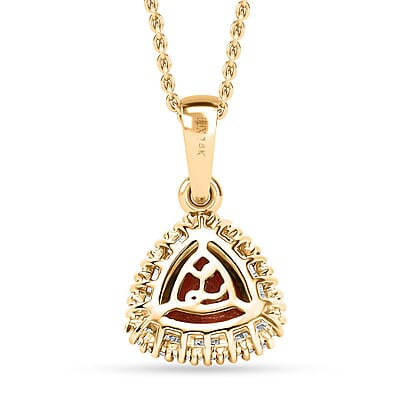 Luxoro AAA Padparadscha Sapphire, Diamond Pendant Necklace in 14K Yellow Gold 1.20 ctw (20 Inches)