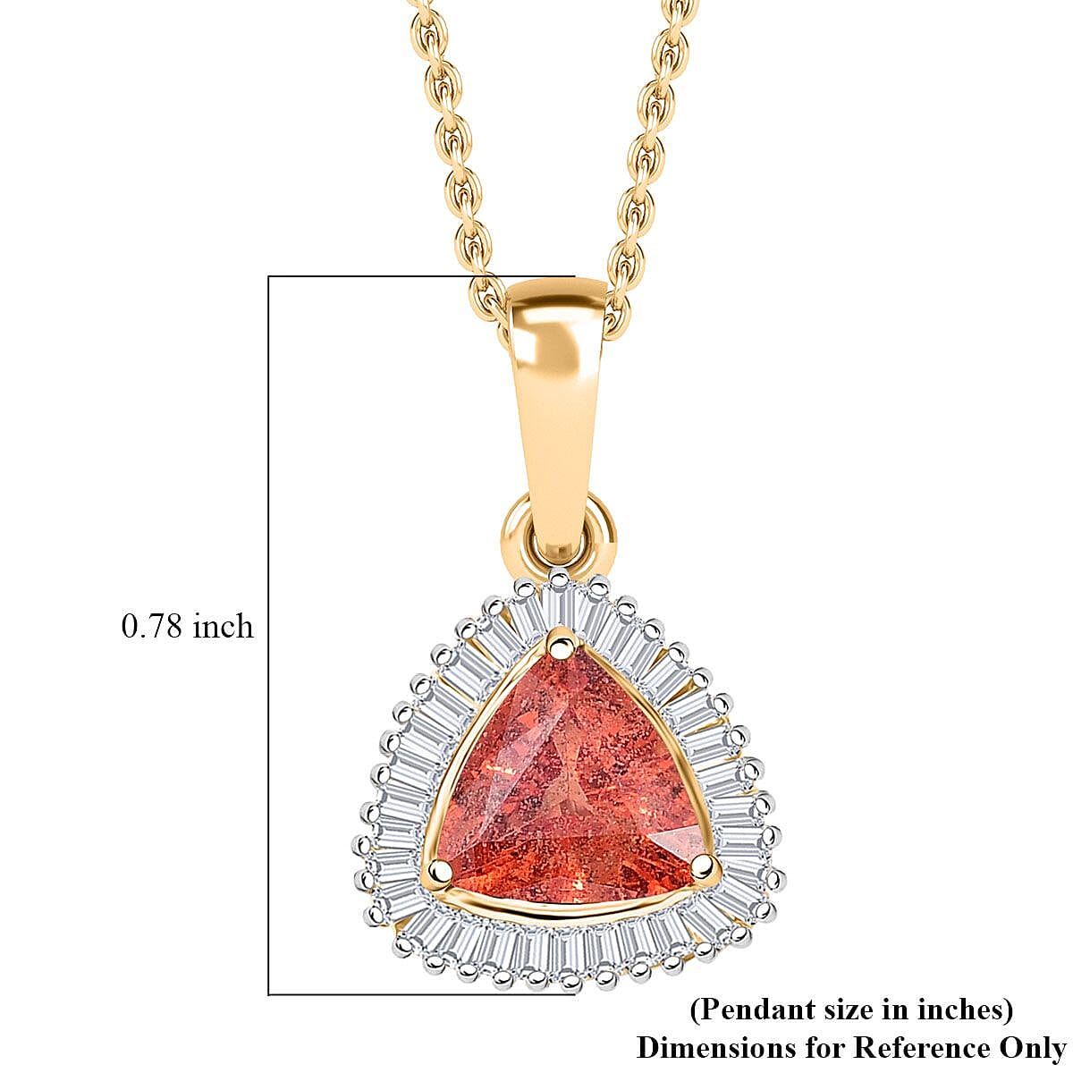 Luxoro AAA Padparadscha Sapphire (BT) and Diamond 1.20 ctw Pendant Necklace in 14K Yellow Gold 20 Inches image number 5