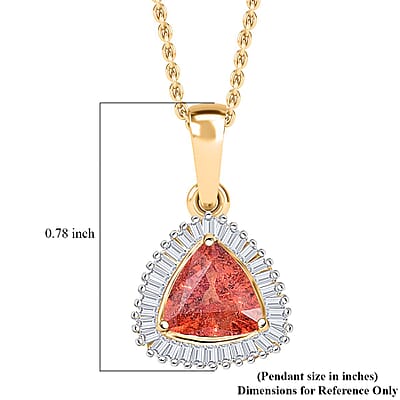 Luxoro AAA Padparadscha Sapphire, Diamond Pendant Necklace in 14K Yellow Gold 1.20 ctw (20 Inches)