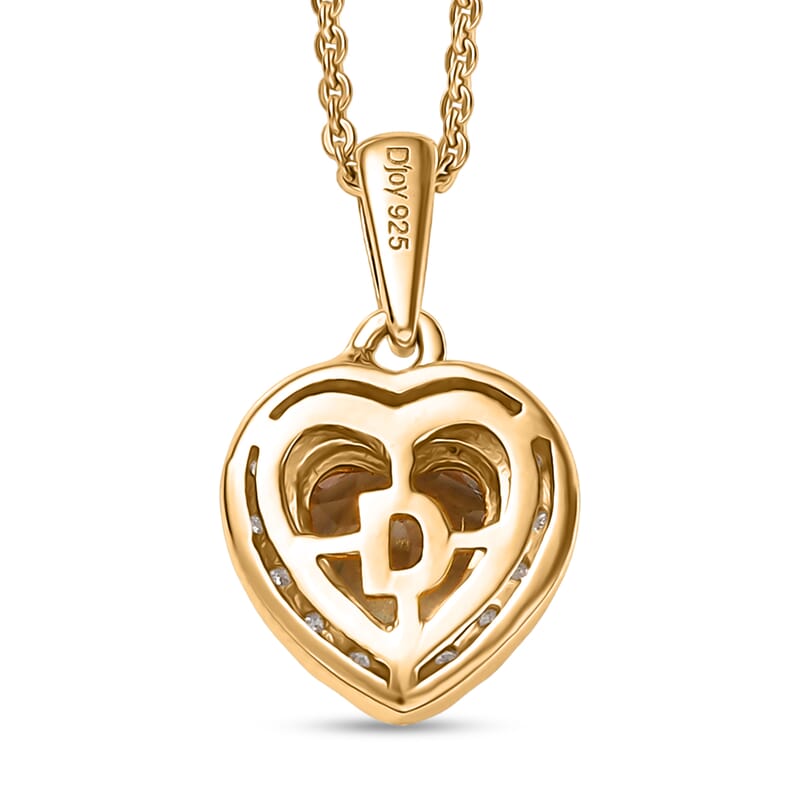 D'Joy AAA Turkizite and Moissanite 1.75 ctw Everlasting Heart Pendant Necklace in 18K Vermeil Yellow Gold Over Sterling Silver 20 Inches