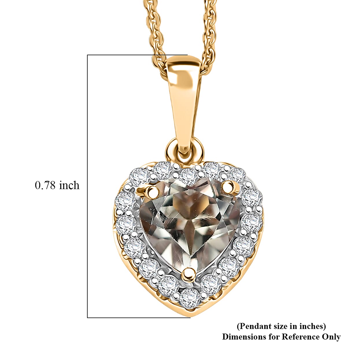 D'Joy AAA Turkizite and Moissanite 1.75 ctw Everlasting Heart Pendant Necklace in 18K Vermeil Yellow Gold Over Sterling Silver 20 Inches