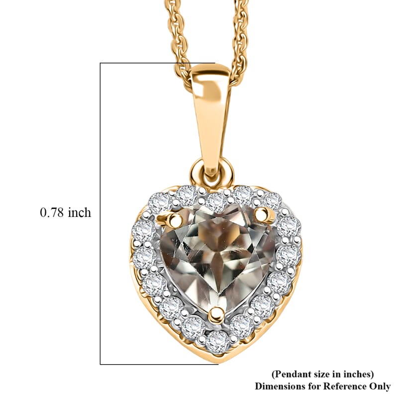 D'Joy AAA Turkizite and Moissanite 1.75 ctw Everlasting Heart Pendant Necklace in 18K Vermeil Yellow Gold Over Sterling Silver 20 Inches