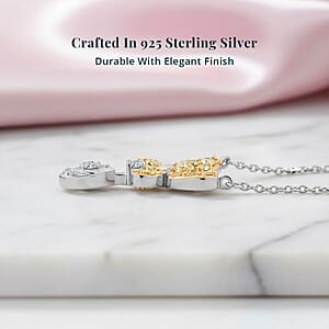 Luxuriant Lab Grown Yellow Diamond (IR) and Lab Grown Diamond VS 0.25 ctw Butterfly Pendant Necklace in Rhodium Over Sterling Silver 18-20 Inches
