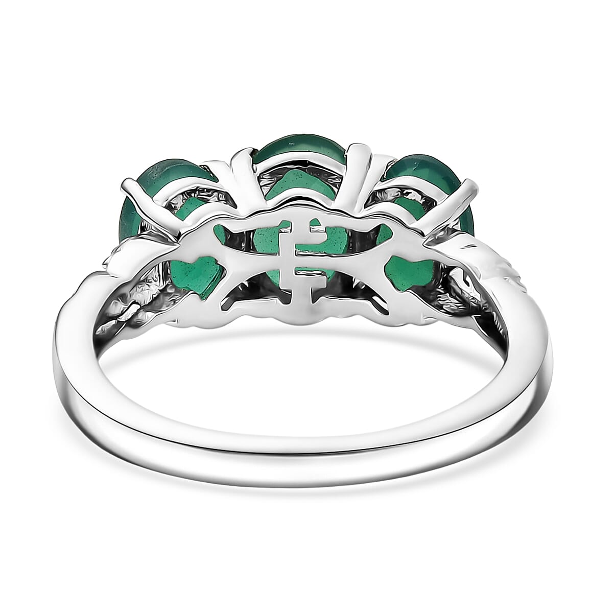 3 Piece Set - EverTrue Verde Onyx 7.50 ctw Stud Earrings, Ring (Size 5.0) and Pendant in Platinum Bond with Stainless Steel Necklace 20 Inches  image number 6