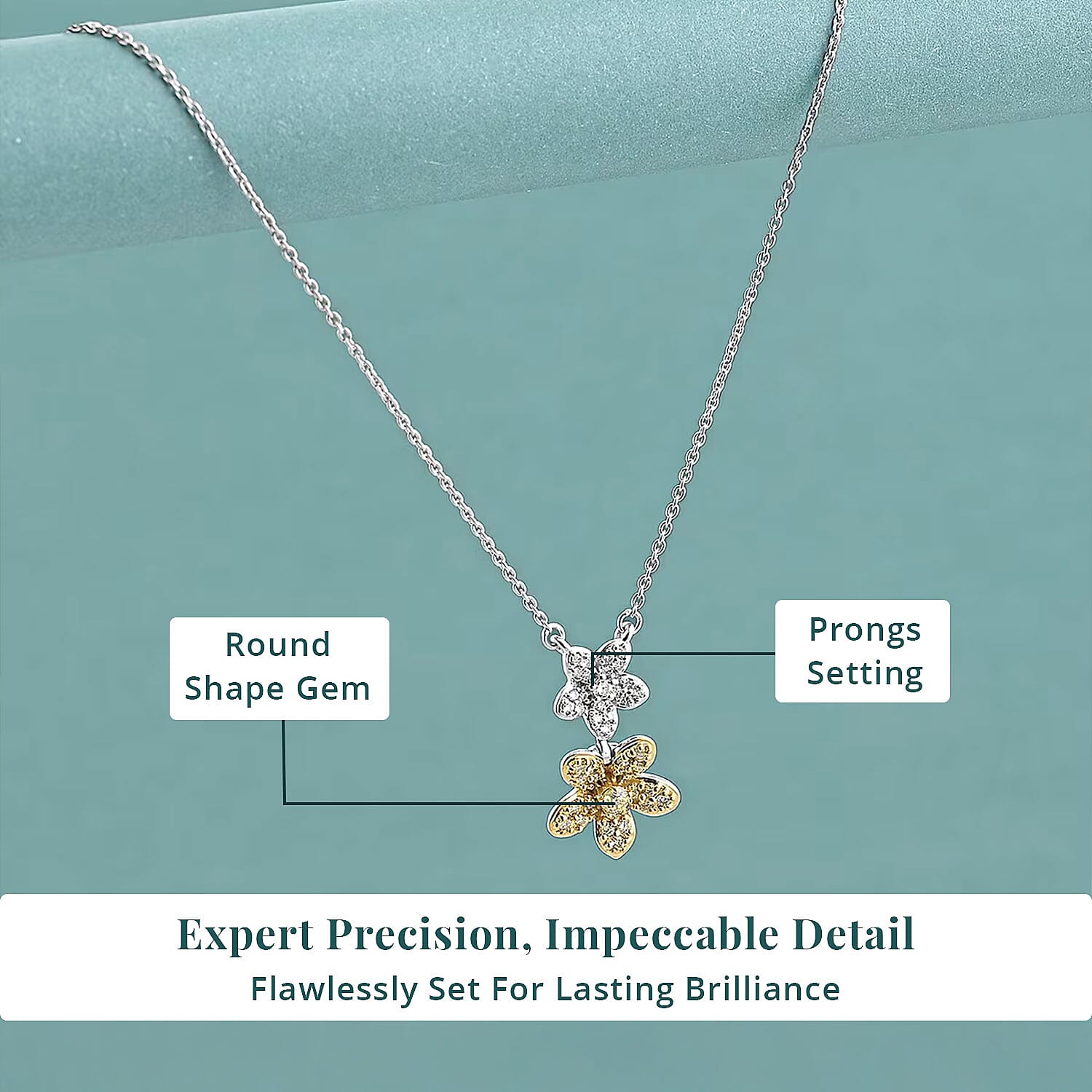 Luxuriant Lab Grown Yellow Diamond (IR) and Lab Grown Diamond VS 0.33 ctw Blooming Floral Pendant Necklace 18-20 Inches in Rhodium Over Sterling Silver