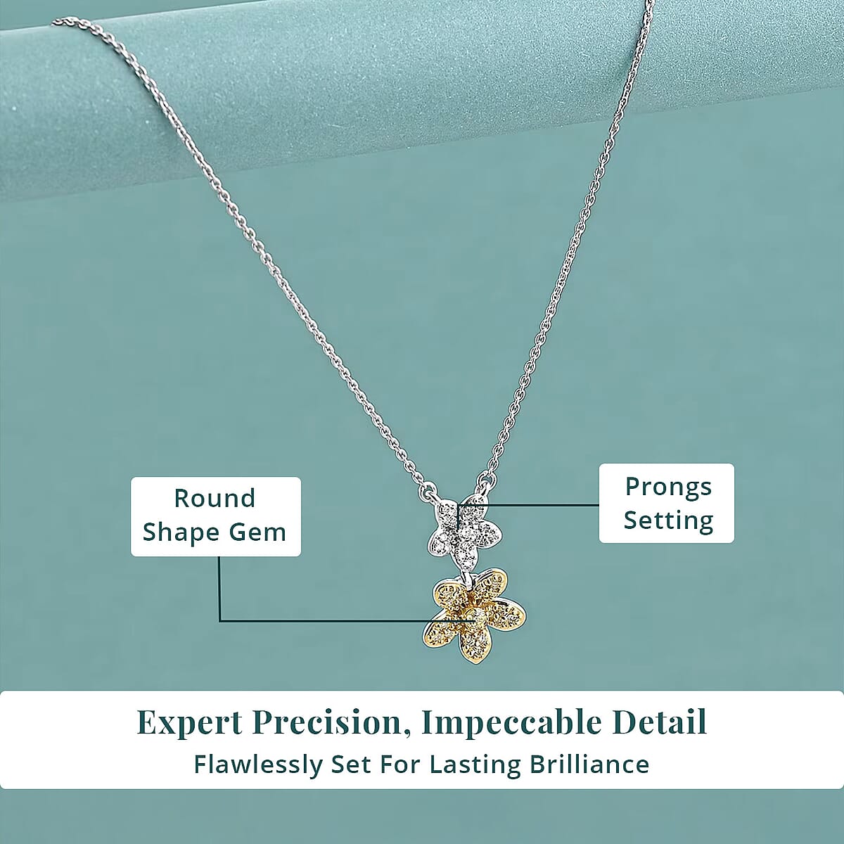 Luxuriant Lab Grown Yellow Diamond (IR) and Lab Grown Diamond VS 0.33 ctw Blooming Floral Pendant Necklace 18-20 Inches in Rhodium Over Sterling Silver image number 4