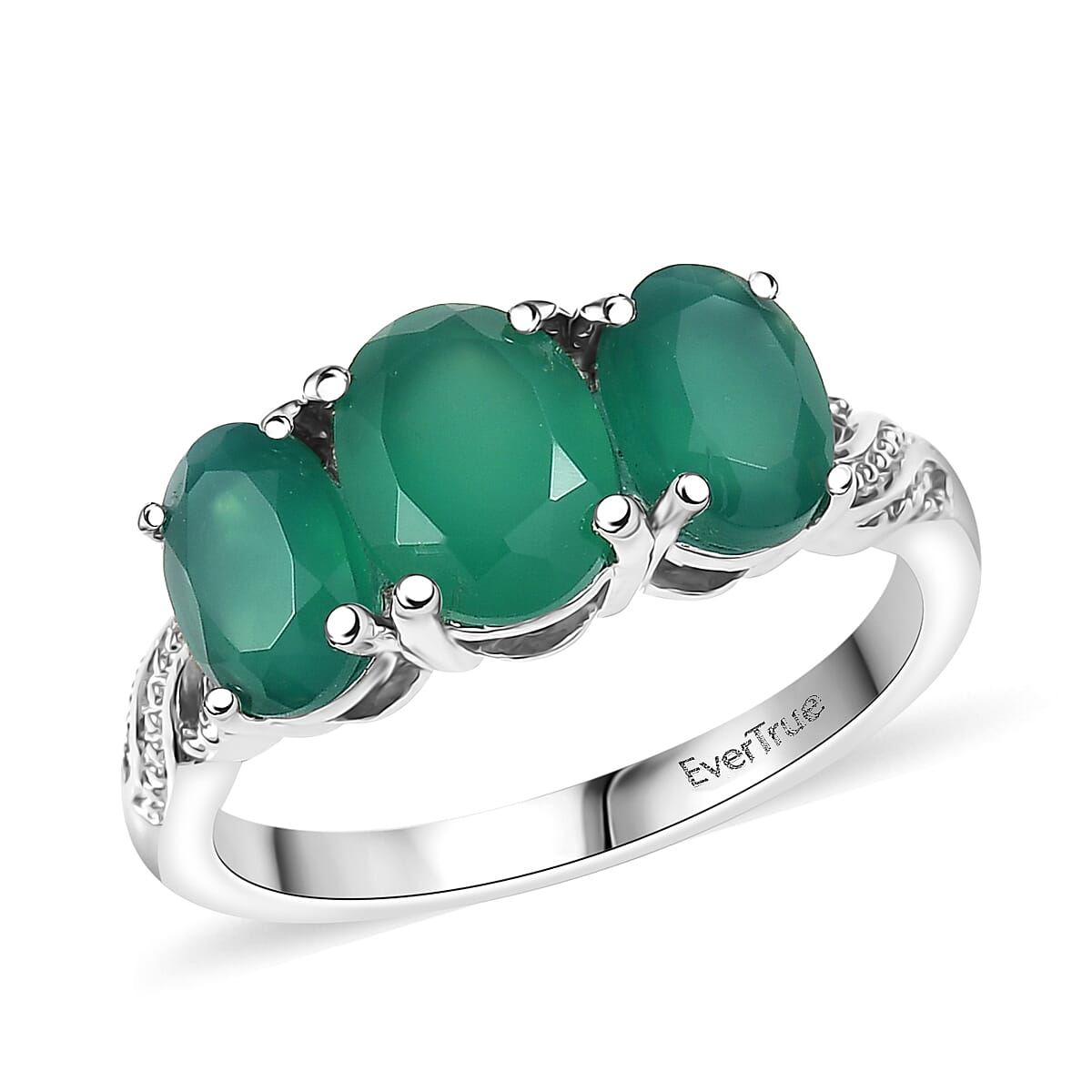 3 Piece Set - EverTrue Verde Onyx 7.50 ctw Stud Earrings, Ring (Size 6.0) and Pendant in Platinum Bond with Stainless Steel Necklace 20 Inches  image number 4