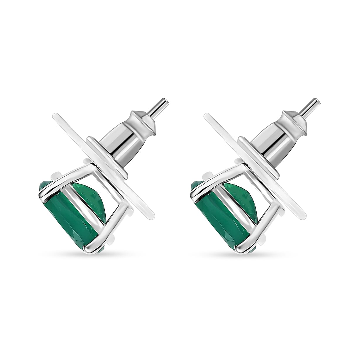 3 Piece Set - EverTrue Verde Onyx 7.50 ctw Stud Earrings, Ring (Size 6.0) and Pendant in Platinum Bond with Stainless Steel Necklace 20 Inches  image number 8