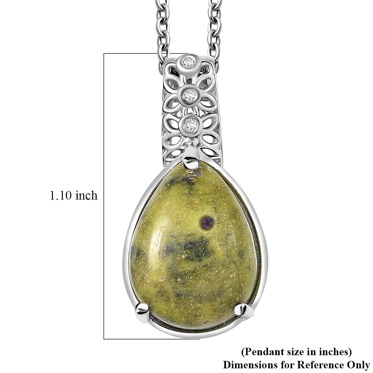EverTrue Tasmanian Stichtite and White Zircon 8.65 ctw Pendant in Platinum Bond with Stainless Steel Necklace 20 Inches image number 5