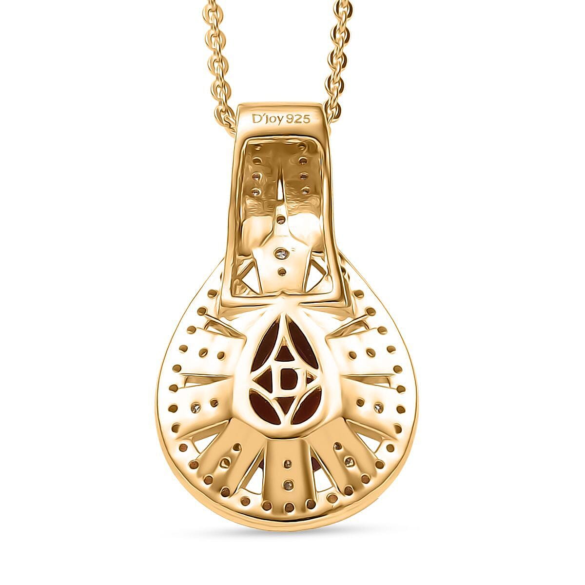 D'Joy Mexican Fire Opal and Moissanite 1.00 ctw Art Deco Pendant Necklace in 18K Vermeil Yellow Gold Over Sterling Silver 20 Inches image number 4