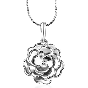 Doorbuster Rhapsody Flower Camellia Bloom Pendant Necklace in 950 Platinum 7.70 Grams 20 Inches