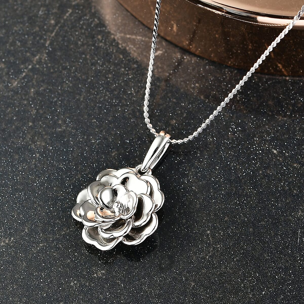 Doorbuster Rhapsody Flower Camellia Bloom Pendant Necklace in 950 Platinum 7.70 Grams 20 Inches image number 1