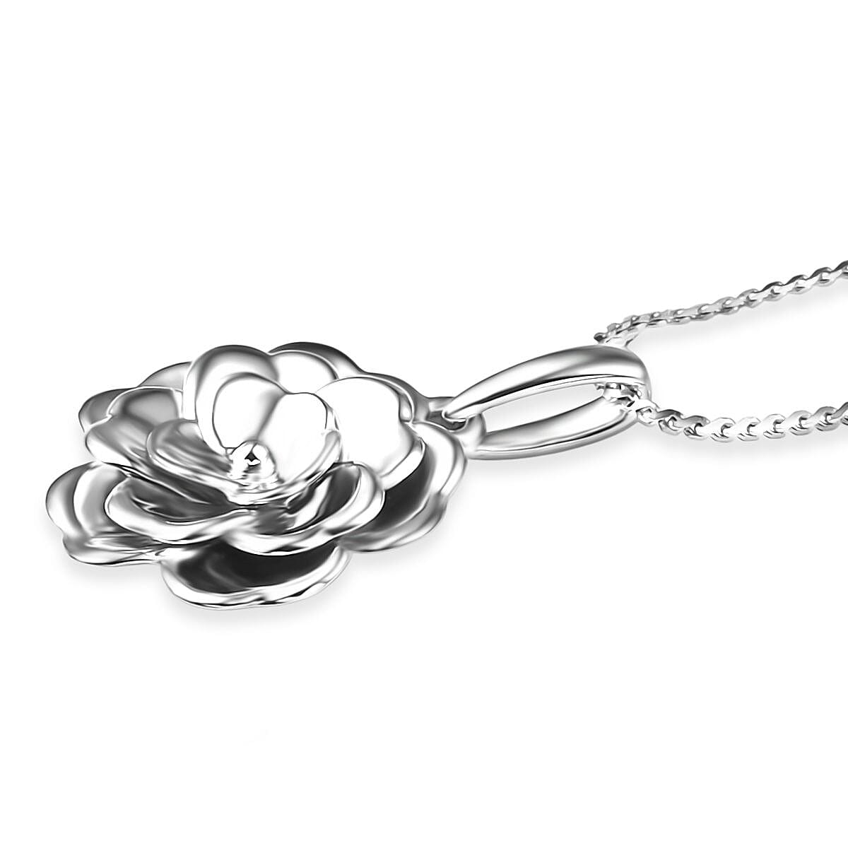 Doorbuster Rhapsody Flower Camellia Bloom Pendant Necklace in 950 Platinum 7.70 Grams 20 Inches image number 3