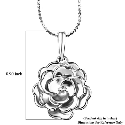 Rhapsody Flower Camellia Bloom Pendant Necklace in 950 Platinum 7.70 Grams 20 Inches