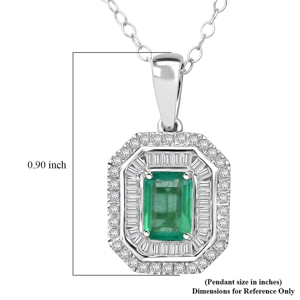 D'Joy Kagem Zambian Emerald and Diamond 1.35 ctw Pendant Necklace 20 Inches in Rhodium Over Sterling Silver image number 6