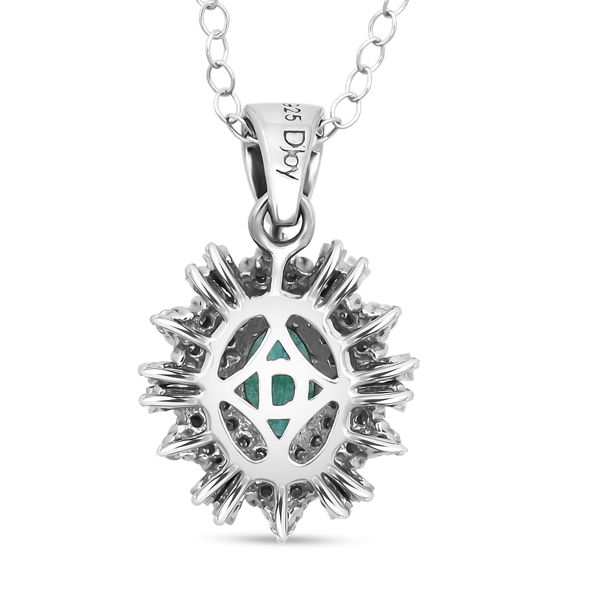 D'Joy Premium Kagem Zambian Emerald and Moissanite 1.50 ctw Pendant Necklace in Rhodium Over Sterling Silver 20 Inches image number 4