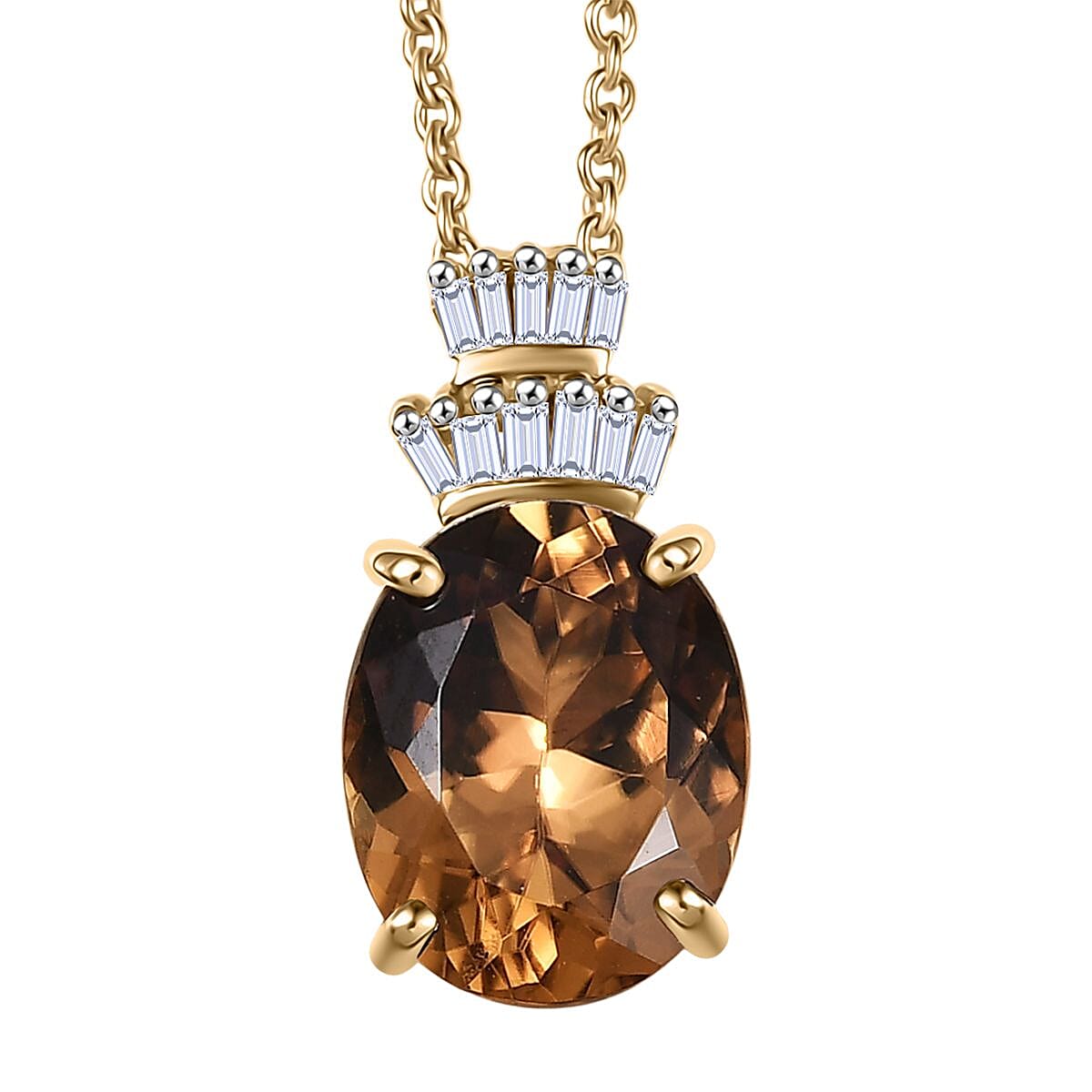 Luxoro AAA Golden Turkizite and G-H I2 Diamond 3.30 ctw Pendant Necklace in 10K Yellow Gold 20 Inches image number 0