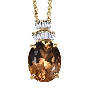 Luxoro AAA Golden Turkizite and G-H I2 Diamond 3.30 ctw Pendant Necklace in 10K Yellow Gold 20 Inches