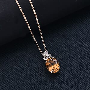 Luxoro AAA Golden Turkizite and G-H I2 Diamond 3.30 ctw Pendant Necklace in 10K Yellow Gold 20 Inches