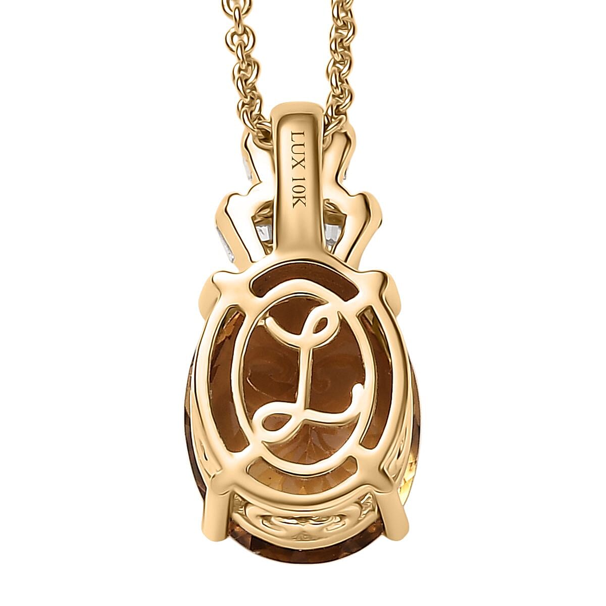 Luxoro AAA Golden Turkizite and G-H I2 Diamond 3.30 ctw Pendant Necklace in 10K Yellow Gold 20 Inches image number 4