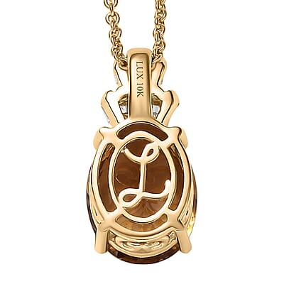 Luxoro AAA Golden Turkizite and G-H I2 Diamond 3.30 ctw Pendant Necklace in 10K Yellow Gold 20 Inches