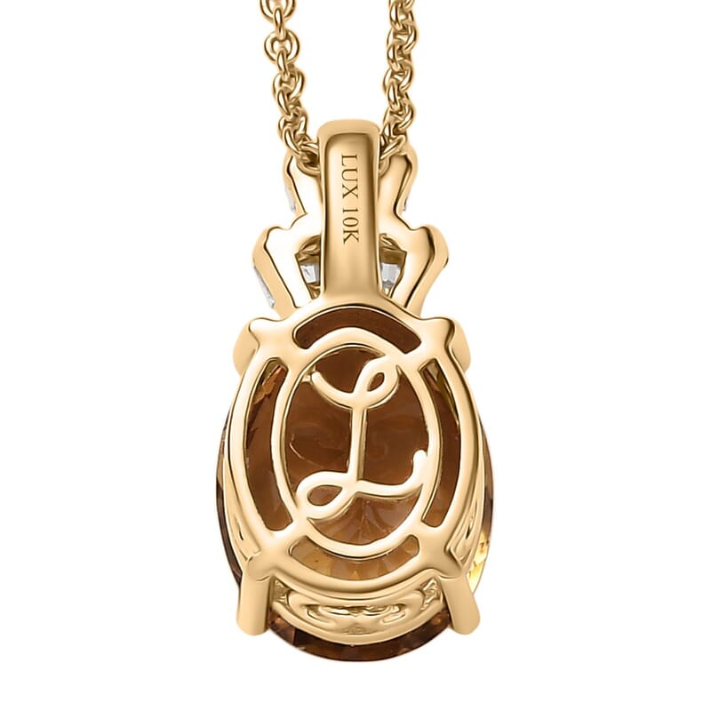 Luxoro AAA Golden Turkizite and G-H I2 Diamond 3.30 ctw Pendant Necklace in 10K Yellow Gold 20 Inches