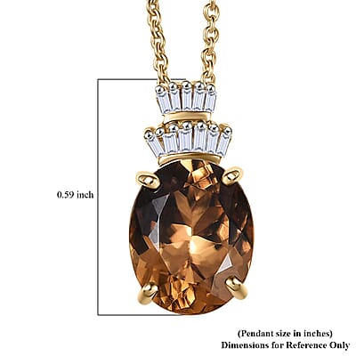 Luxoro AAA Golden Turkizite and G-H I2 Diamond 3.30 ctw Pendant Necklace in 10K Yellow Gold 20 Inches