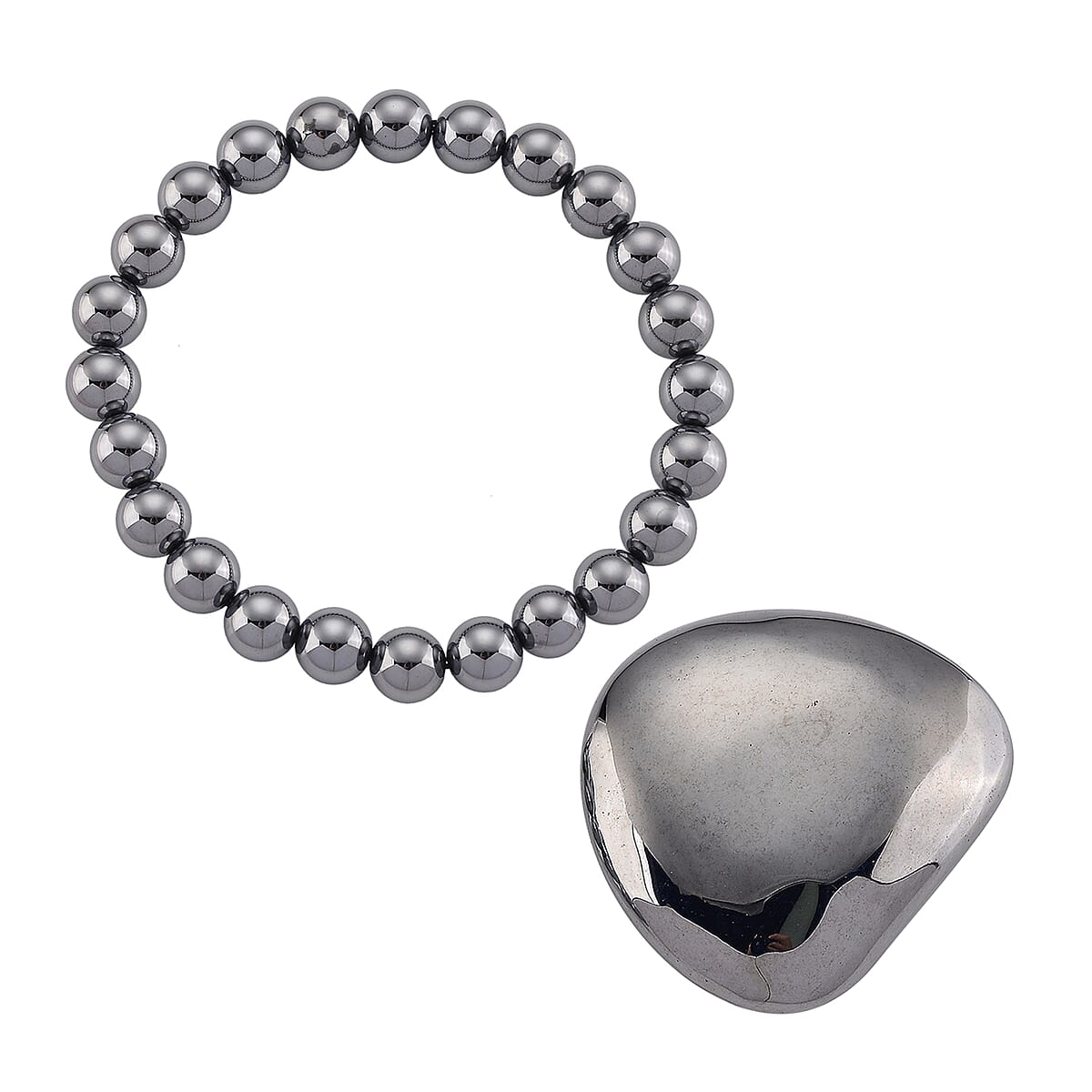 Terahertz 285.00 ctw Palm Stone and Beaded Stretch Bracelet (6.5-7In) image number 0