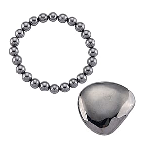 Terahertz 285.00 ctw Palm Stone and Beaded Stretch Bracelet (6.5-7In)