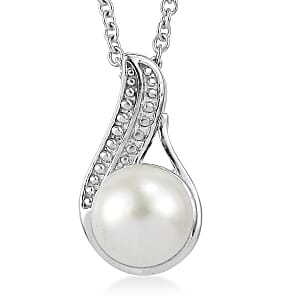 EverTrue Fresh Water Pearl Pendant Necklace in Stainless Steel 20 Inches 
