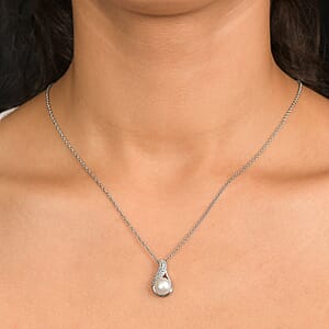 EverTrue Fresh Water Pearl Pendant Necklace in Stainless Steel 20 Inches 