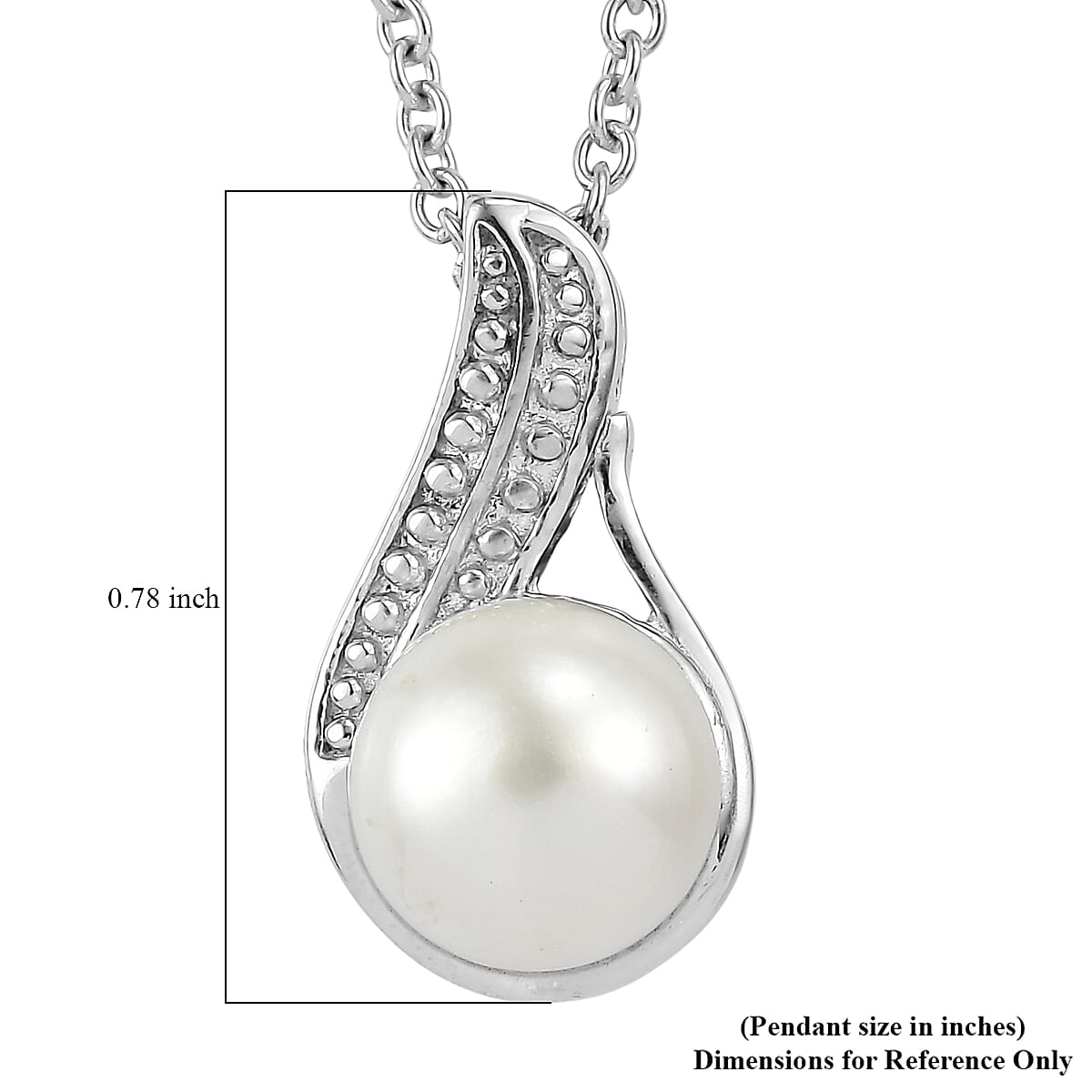 EverTrue Fresh Water Pearl Pendant Necklace in Stainless Steel 20 Inches 