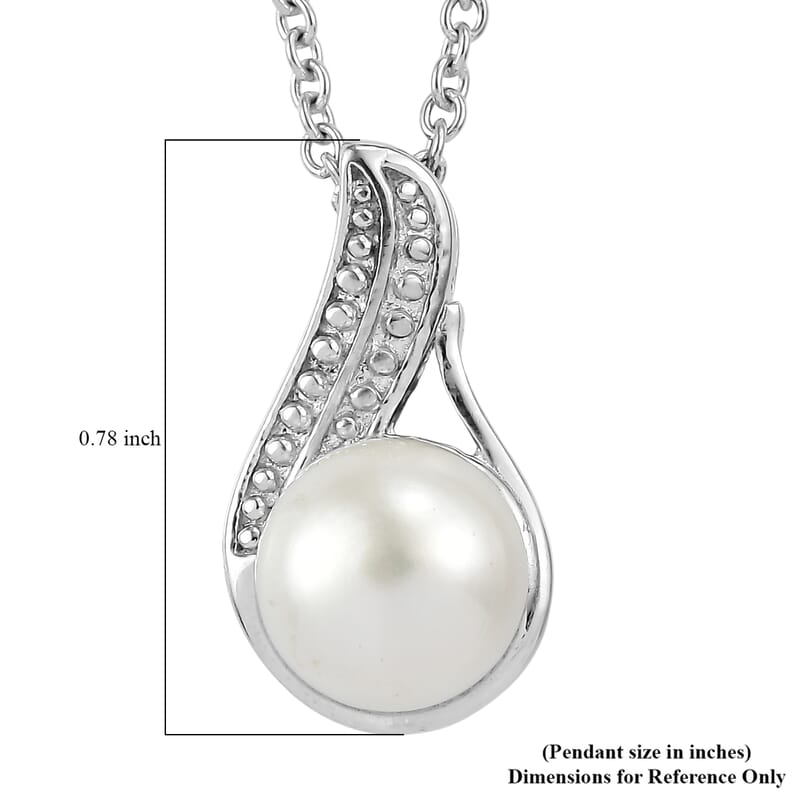 EverTrue Fresh Water Pearl Pendant Necklace in Stainless Steel 20 Inches 