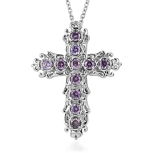 EverTrue Simulated Purple Diamond Pendant Necklace in Stainless Steel 20 Inches 