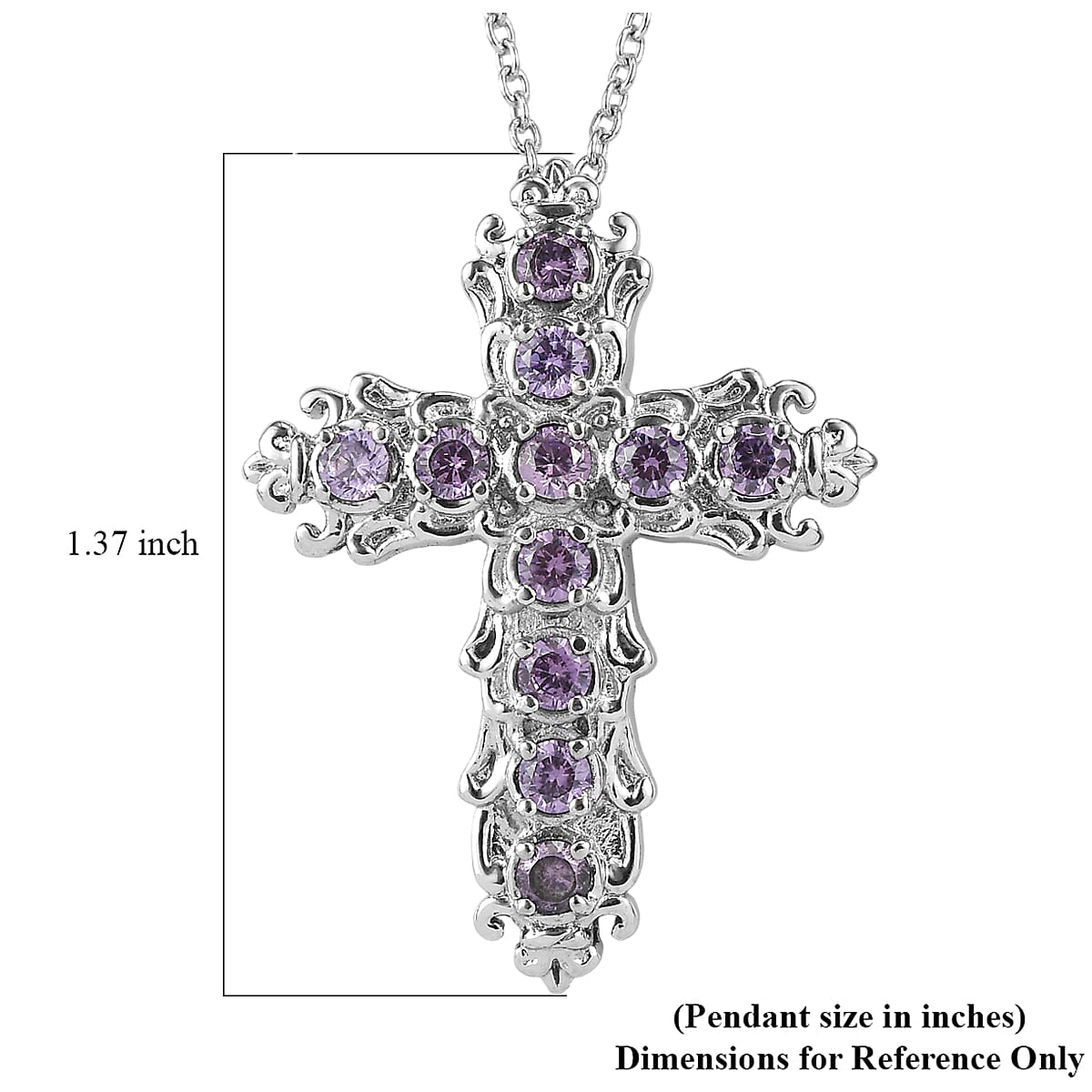 EverTrue Simulated Purple Diamond Pendant Necklace in Stainless Steel 20 Inches