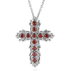 EverTrue Simulated Red Diamond Pendant Necklace in Stainless Steel 20 Inches 