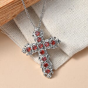 EverTrue Simulated Red Diamond Pendant Necklace in Stainless Steel 20 Inches 