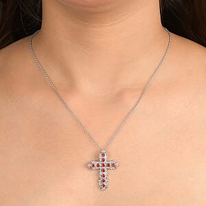 EverTrue Simulated Red Diamond Pendant Necklace in Stainless Steel 20 Inches 