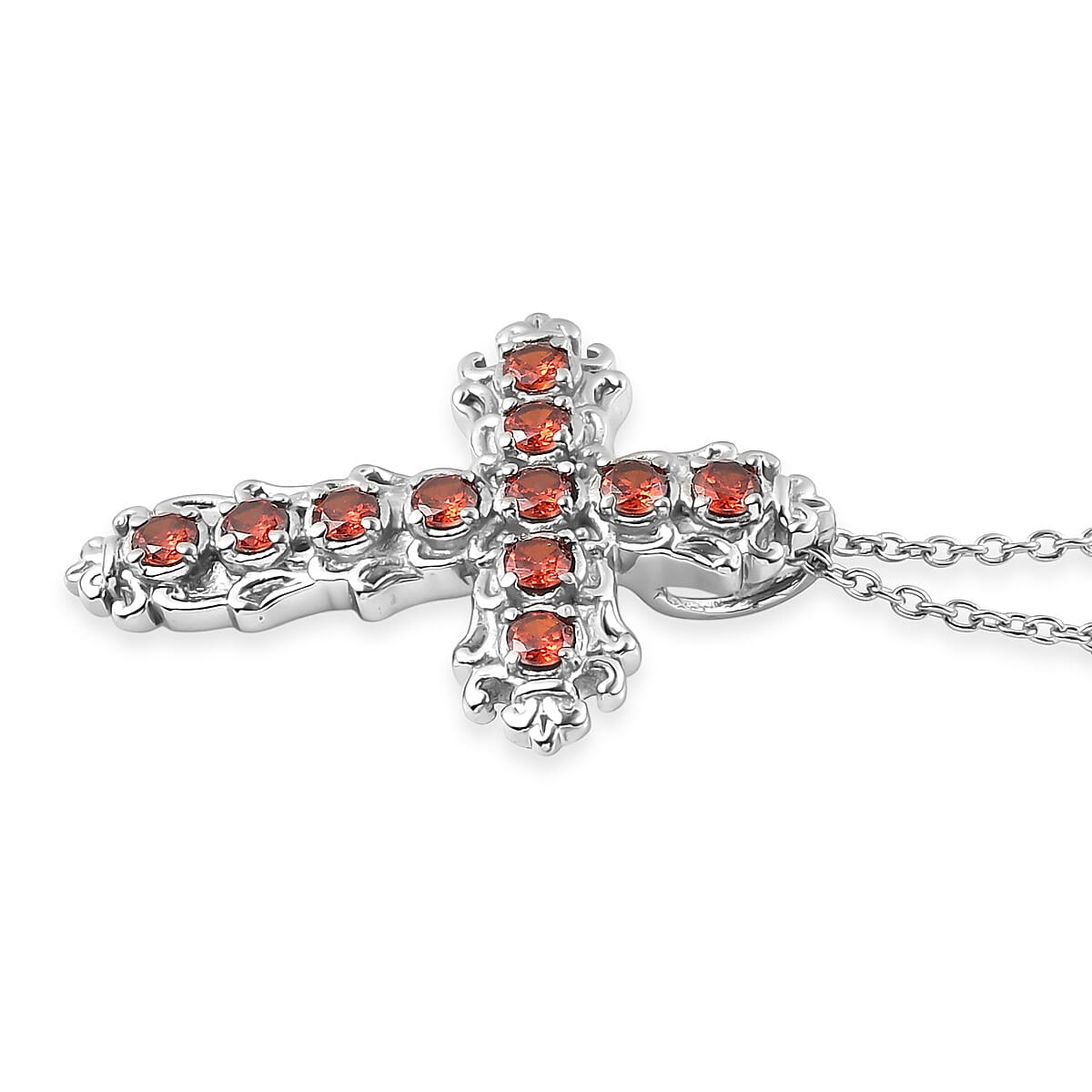 EverTrue Simulated Red Diamond Pendant Necklace in Stainless Steel 20 Inches  image number 3