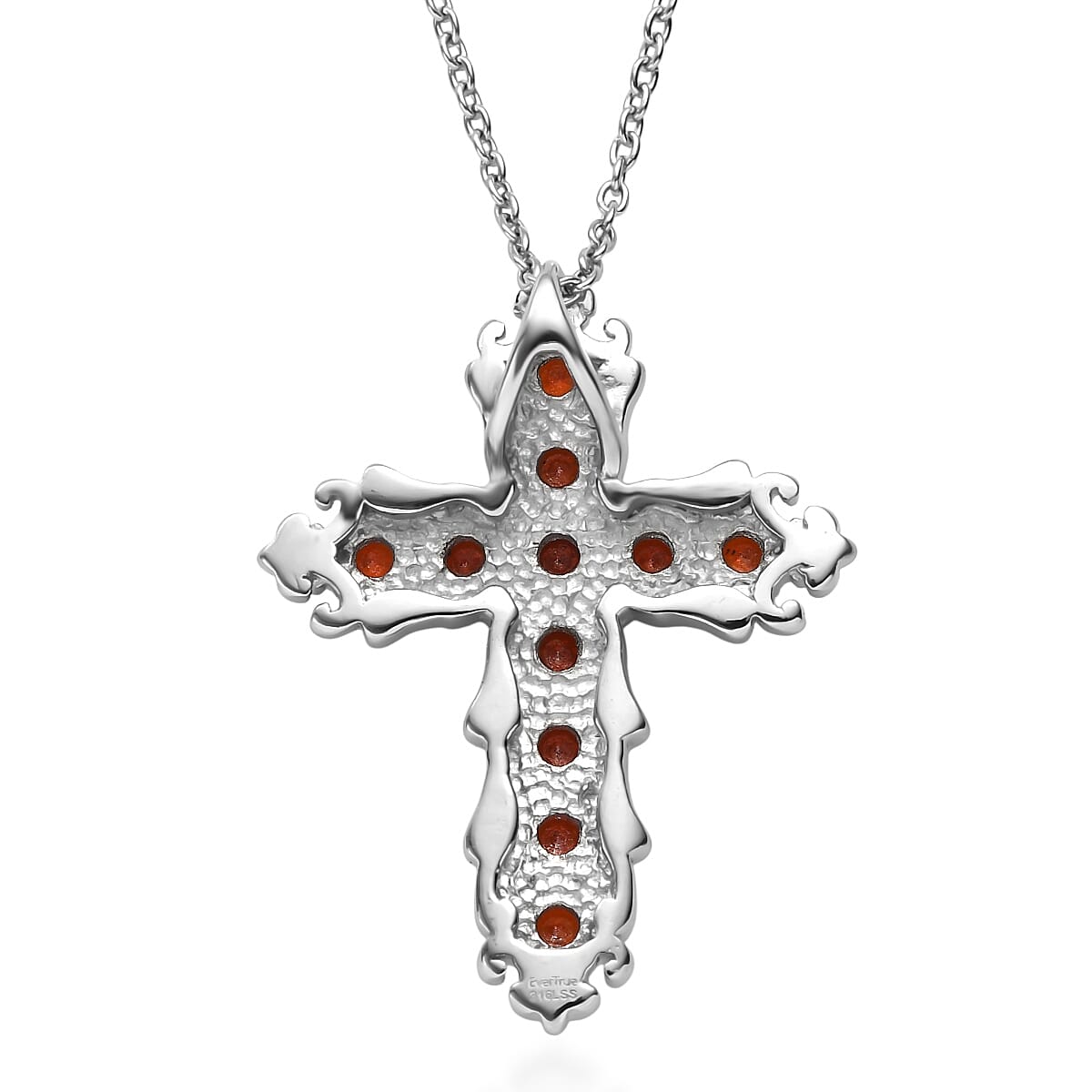 EverTrue Simulated Red Diamond Pendant Necklace in Stainless Steel 20 Inches  image number 4