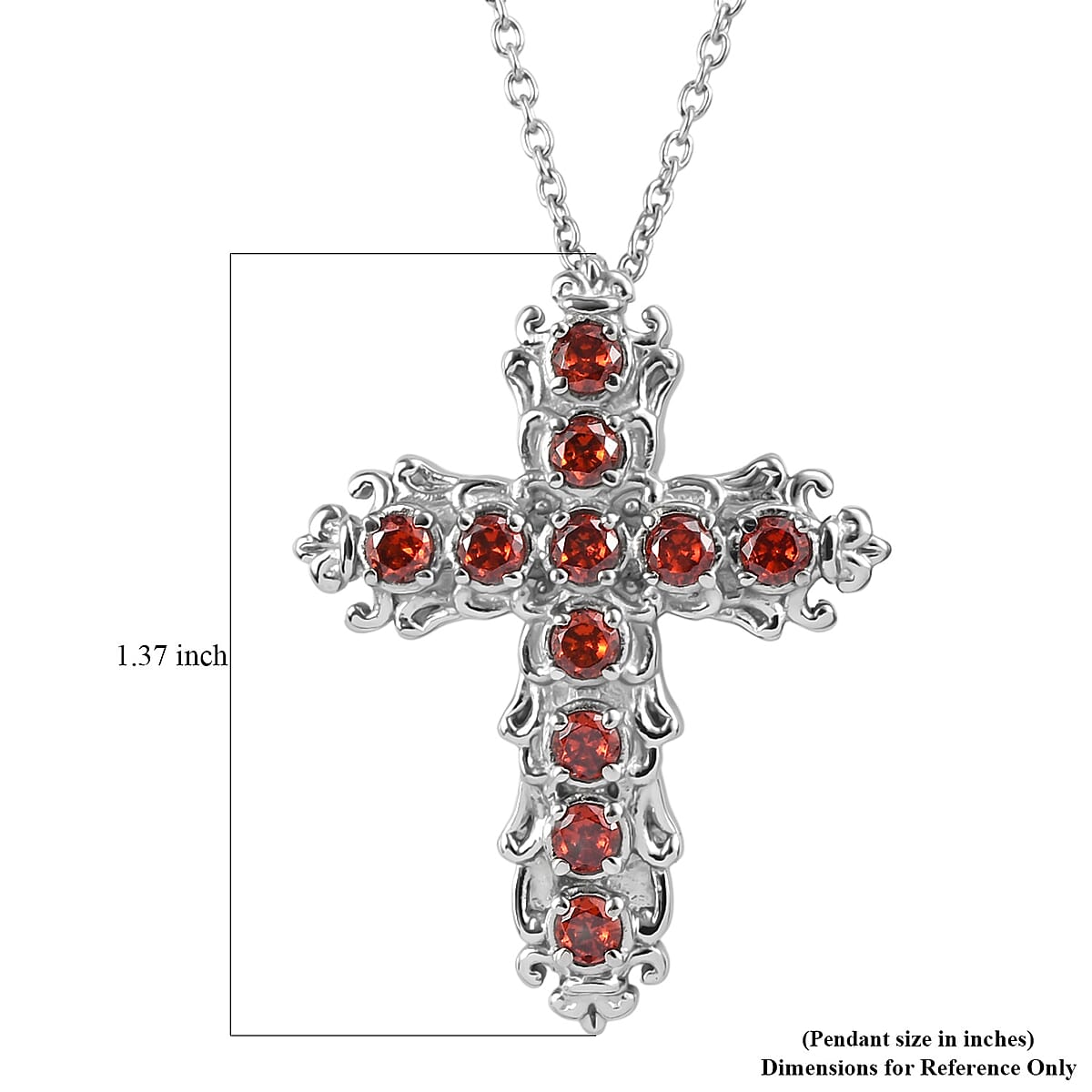 EverTrue Simulated Red Diamond Pendant Necklace in Stainless Steel 20 Inches  image number 6