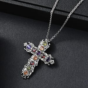 EverTrue Simulated Multi Color Diamond Pendant Necklace in Stainless Steel 20 Inches
