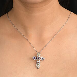 EverTrue Simulated Multi Color Diamond Pendant Necklace in Stainless Steel 20 Inches