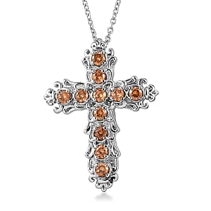 EverTrue Simulated Champagne Diamond Pendant Necklace in Stainless Steel 20 Inches 