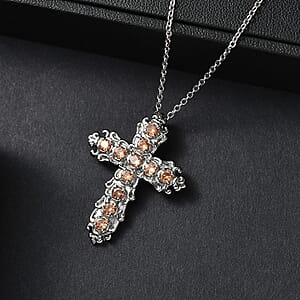 EverTrue Simulated Champagne Diamond Pendant Necklace in Stainless Steel 20 Inches 