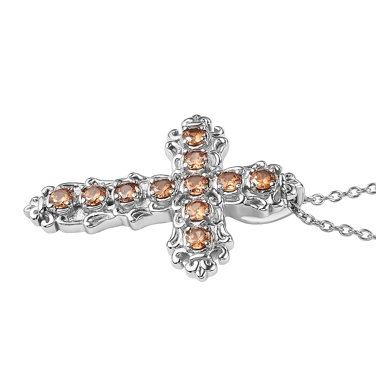 EverTrue Simulated Champagne Diamond Pendant Necklace in Stainless Steel 20 Inches  image number 3